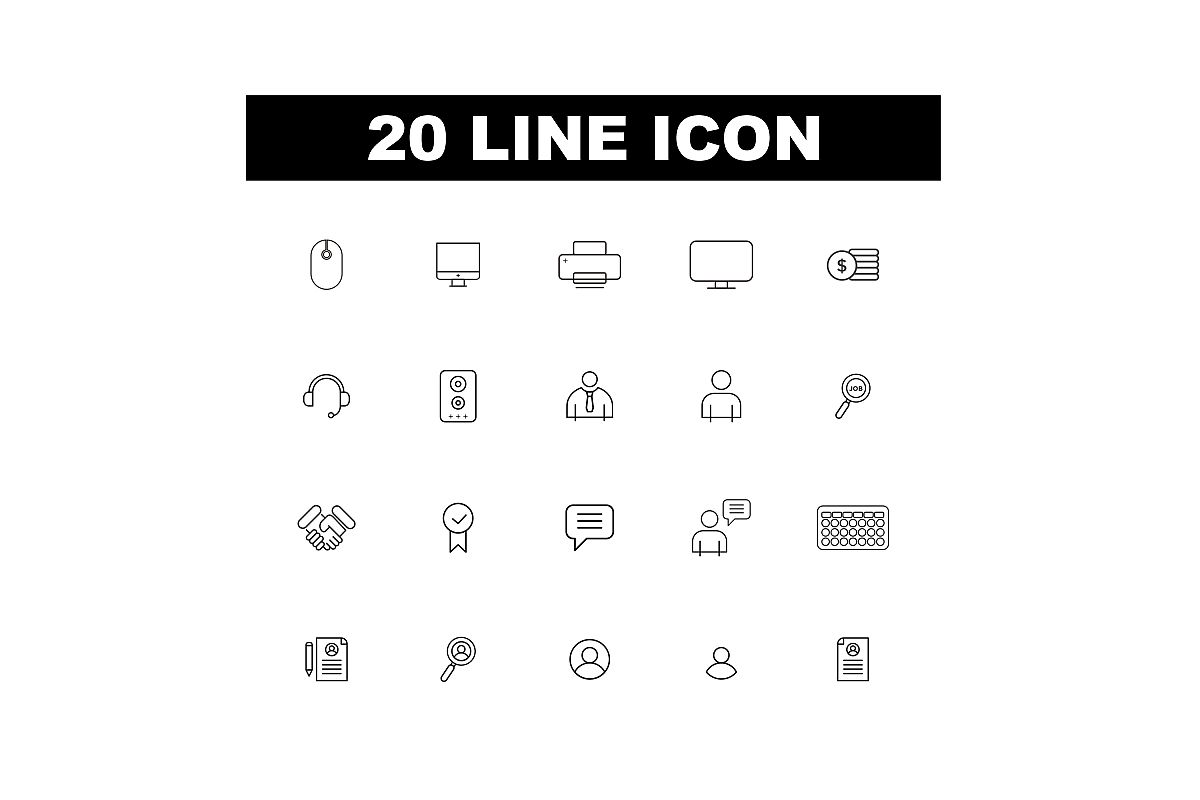 20 Line Icon example image 1