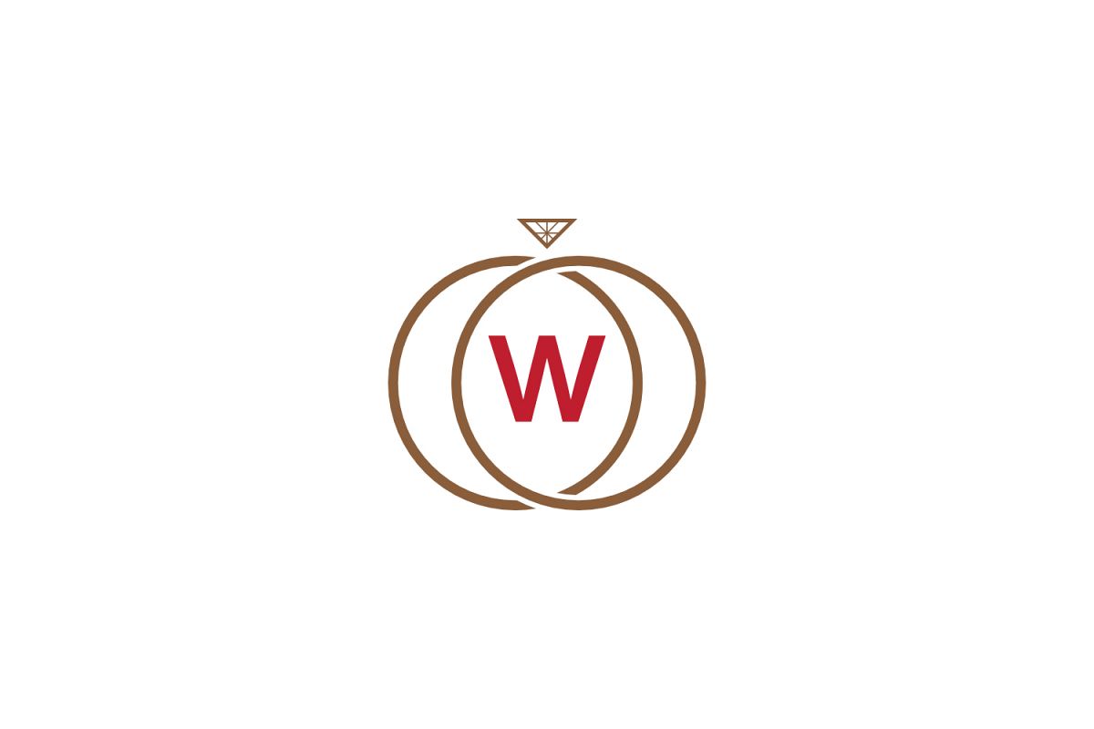 w letter ring diamond logo example image 1