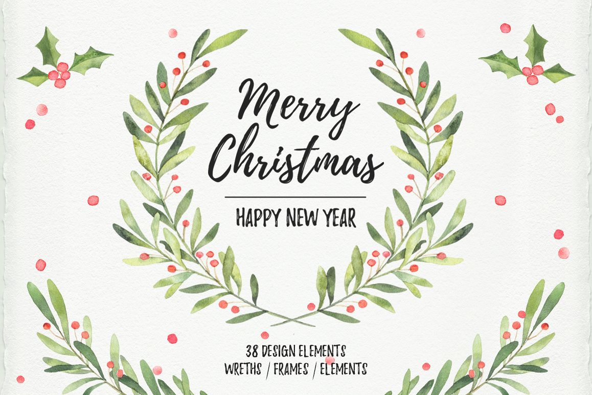 Christmas watercolor set example image 1