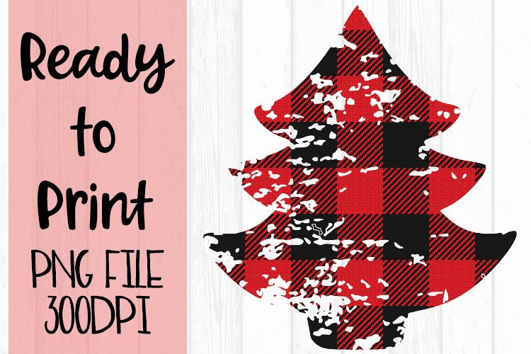 Red Buffalo Plaid Tree Ready to Print example image 1