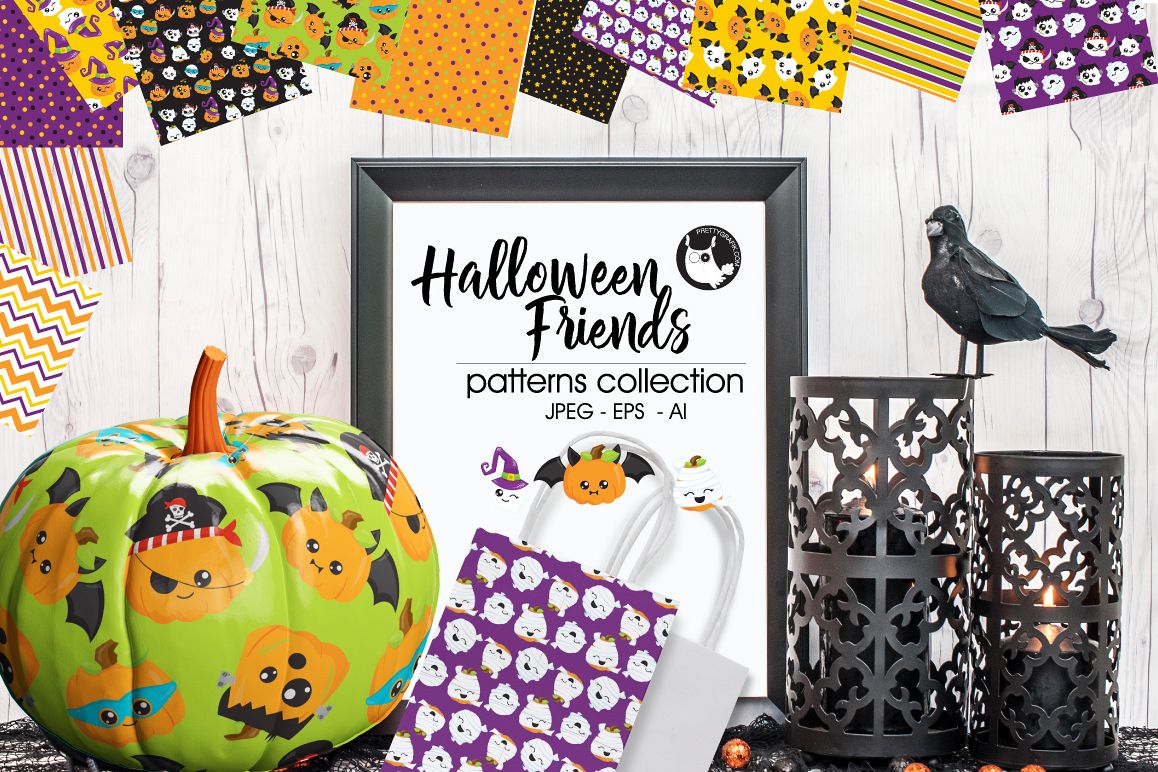 HALLOWEEN-FRIENDS, digital papers example image 1