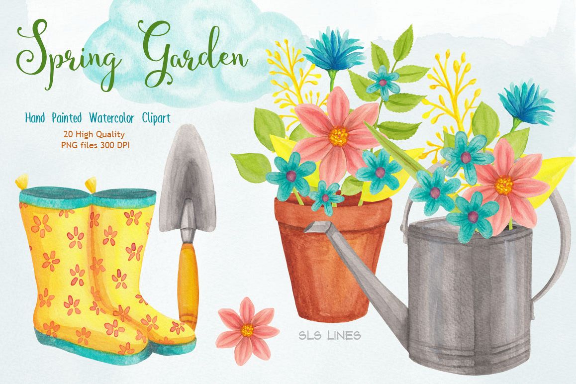 Download Spring Garden Watercolors (53497) | Illustrations | Design ...