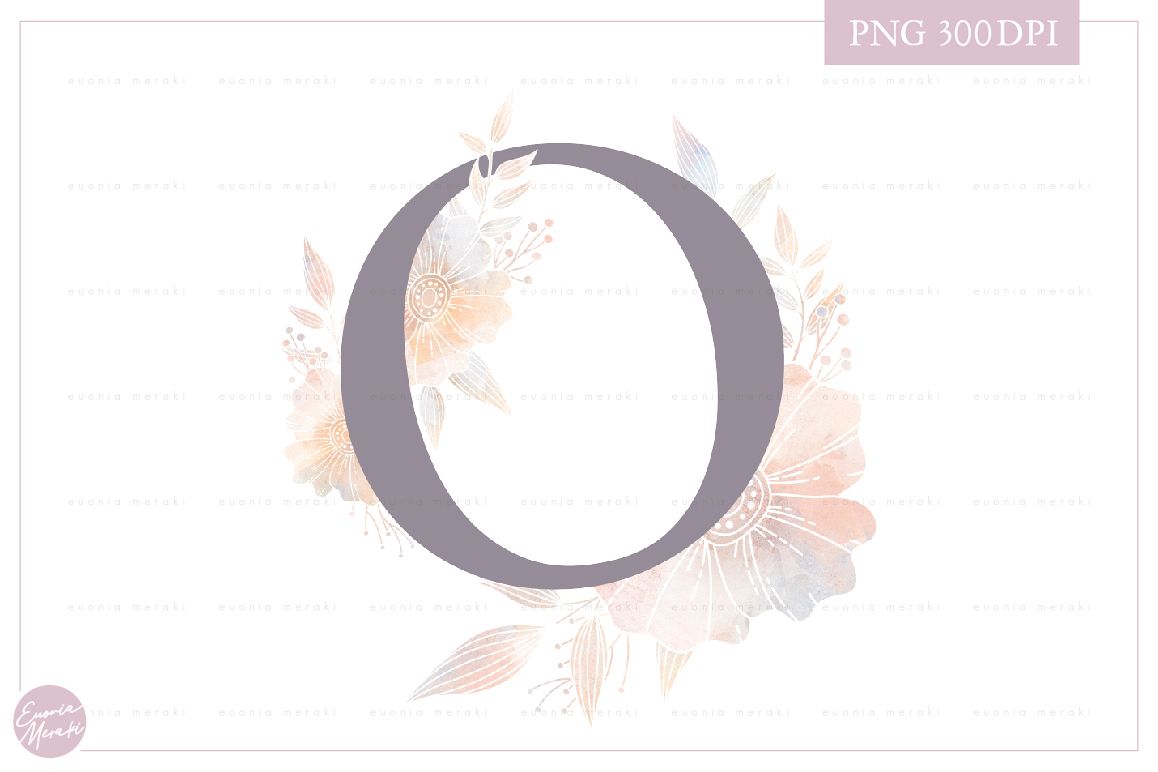 Letter O Floral MONOGRAM - elegant wedding flower initial example image 1