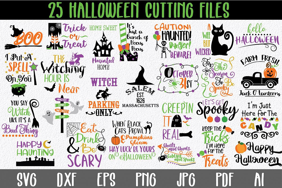 Download Halloween SVG Bundle with 25 SVG PNG DXF EPS JPG Cut Files