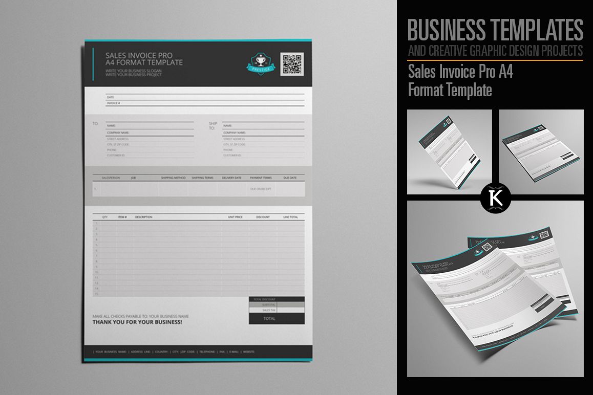 Sales Invoice Pro A4 Format Template example image 1