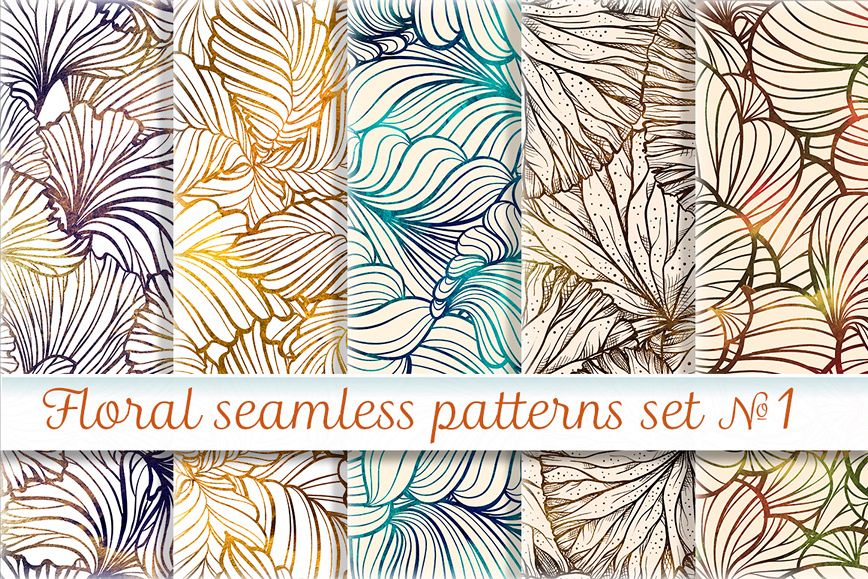 Floral seamless patterns set example image 1