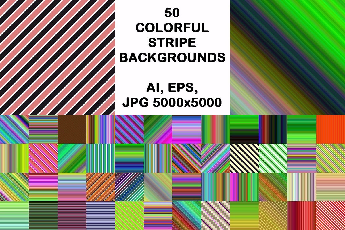 50 colorful stripe backgrounds (AI, EPS, JPG 5000x5000) example image 1