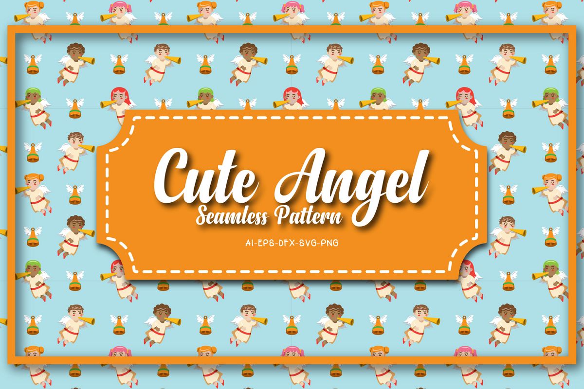 Seamless patterns cute angel christmas example image 1