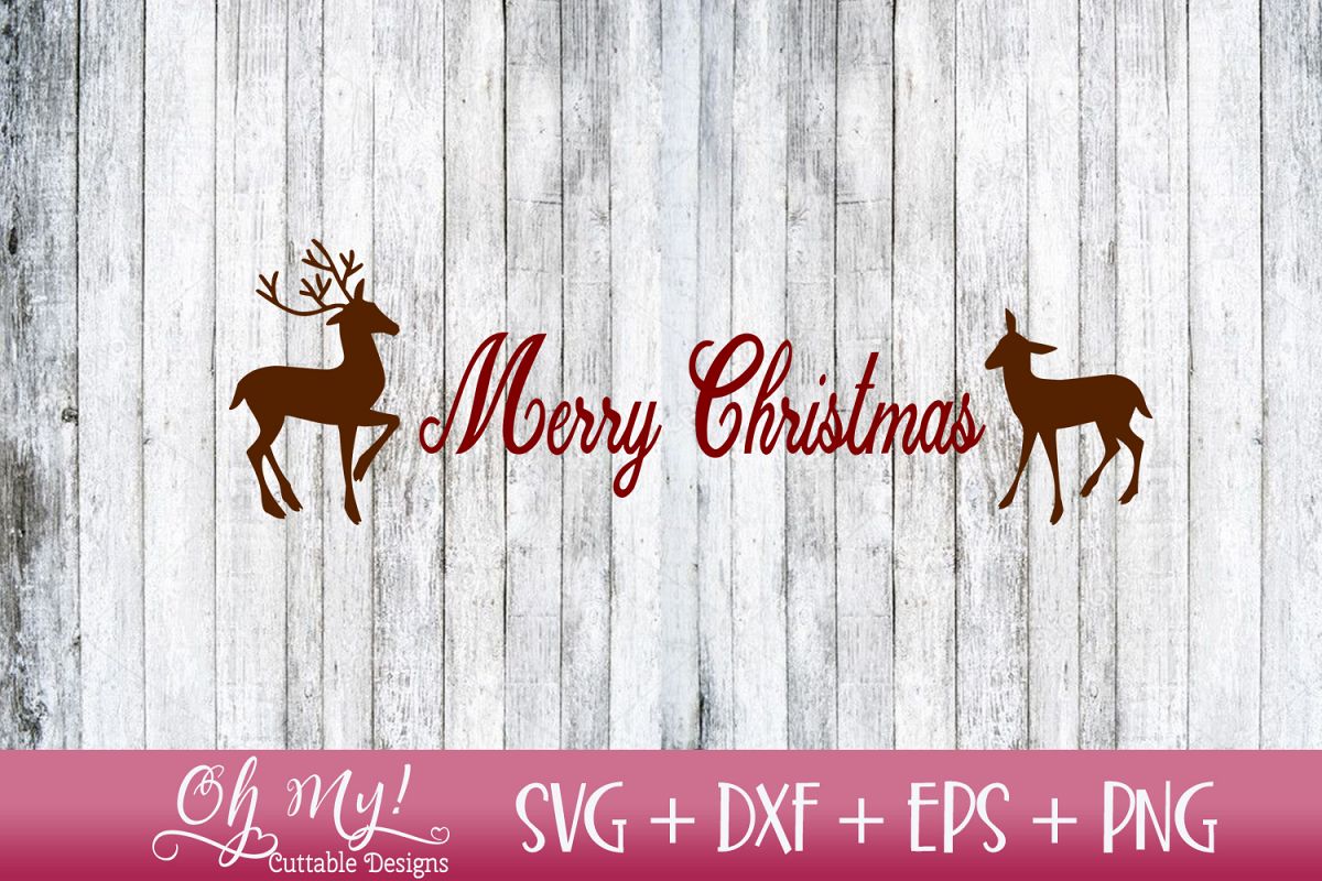 Merry Christmas Reindeer - SVG DXF EPS PNG example image 1