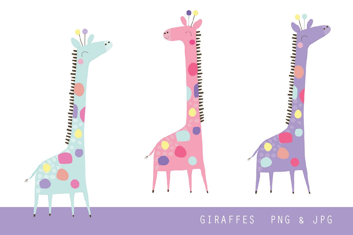 Giraffe - Fun Bright giraffe clip art illustrations example image 1