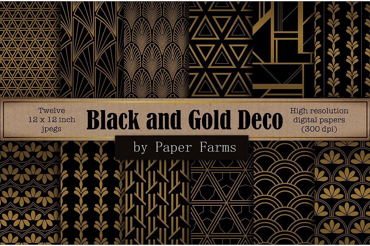 Black gold Art Deco backgrounds example image 1