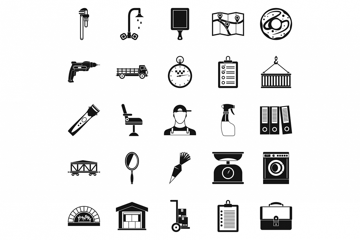 Warehouses icons set, simple style example image 1