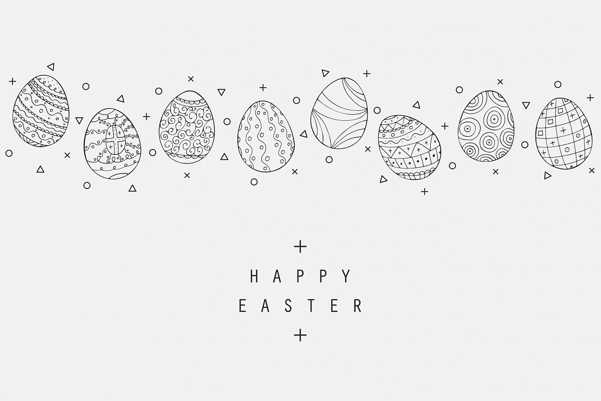 Hand drawn Easter eggs colletion. example image 1