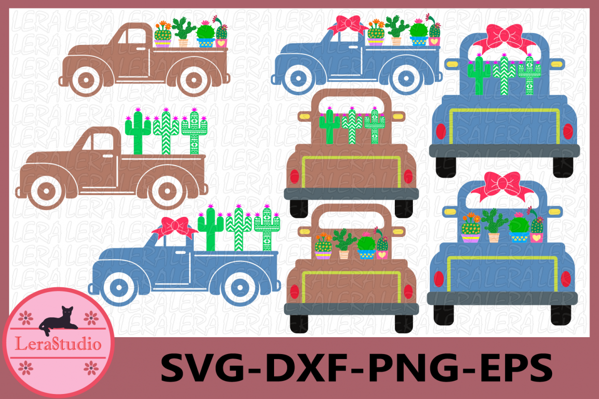 Cactus SVG, Truck Svg, Truck Cactus svg, Aztec Cactus Svg example image 1