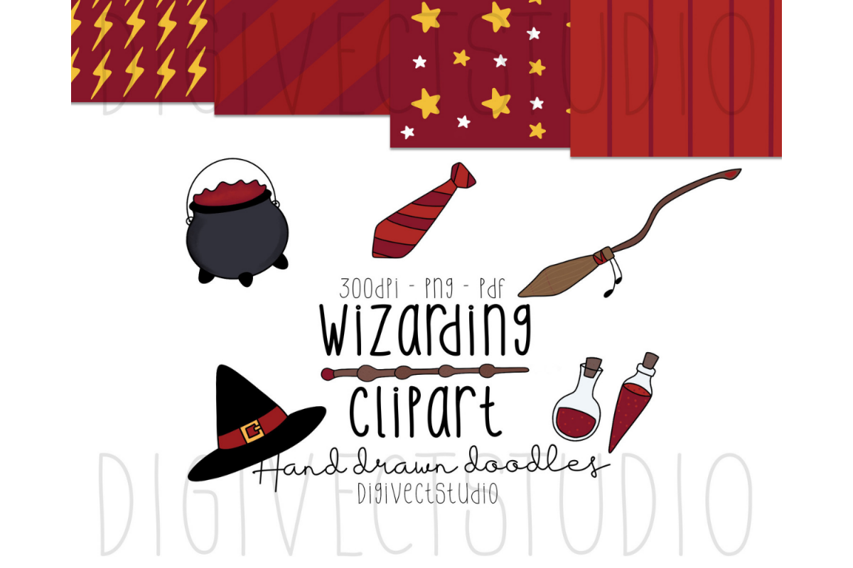 Wizarding Clipart Red - Witch Clipart - Wizard Clipart example image 1
