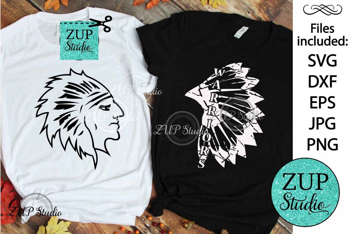 Grunge Indian Warriors SVG Design Cutting Files 397 example image 1
