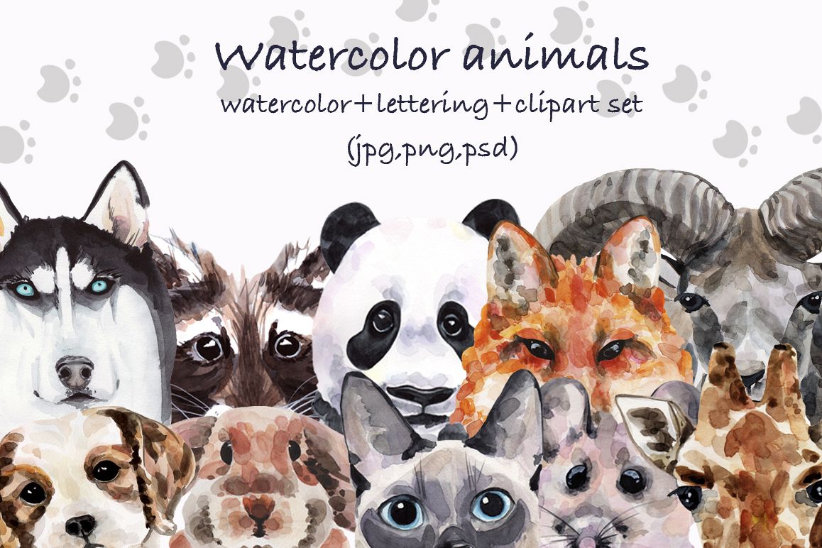 Watercolor animals collection example image 1