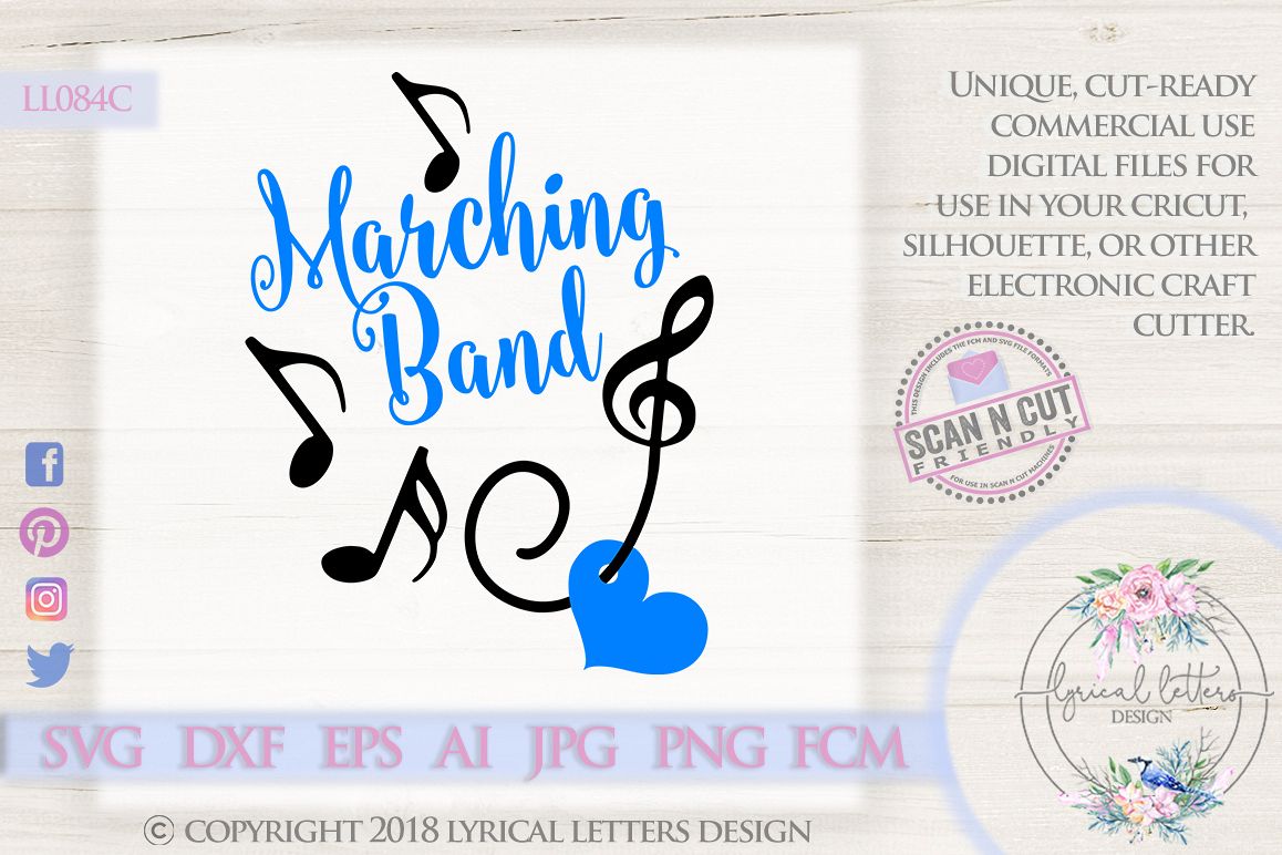 Marching Band with Treble Clef and Music Notes SVG LL084C example image 1