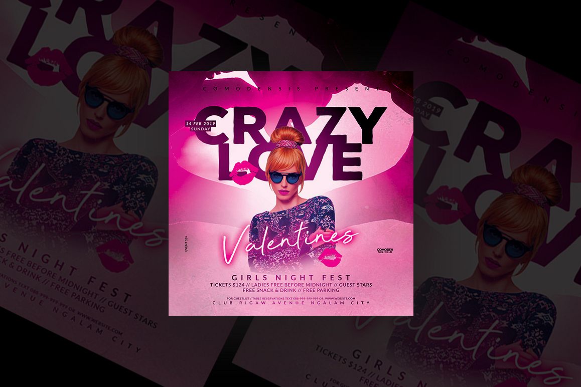 Crazy Love Night Party Flyer example image 1