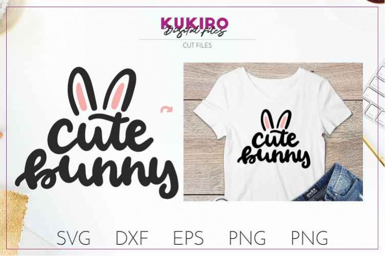 Cute Bunny SVG - Easter cut file SVG DXF EPS PNG JPG example image 1