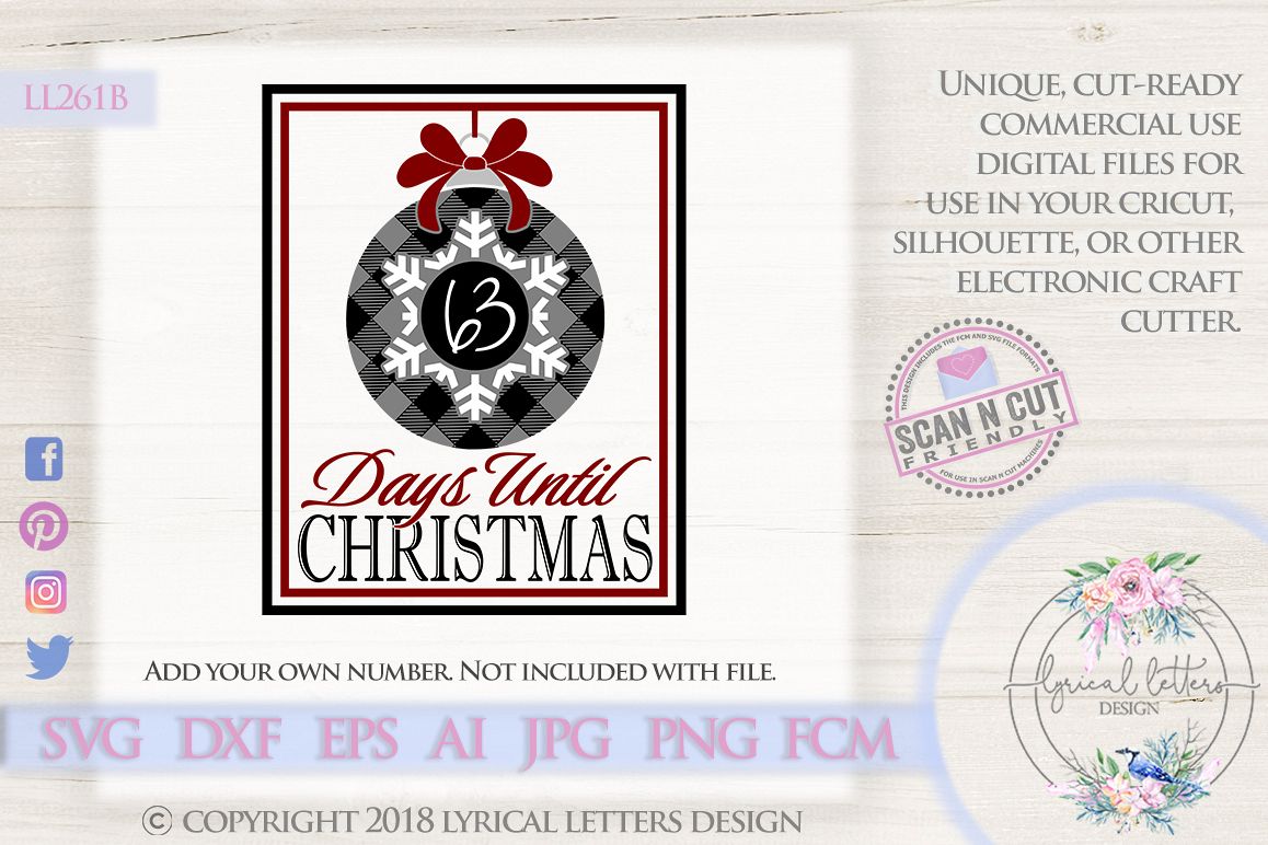 NEW! Buffalo Plaid Christmas Countdown SVG DXF FCM LL261B example image 1