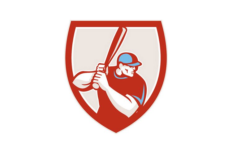 Baseball Player Batter Hitter Shield Retro example image 1