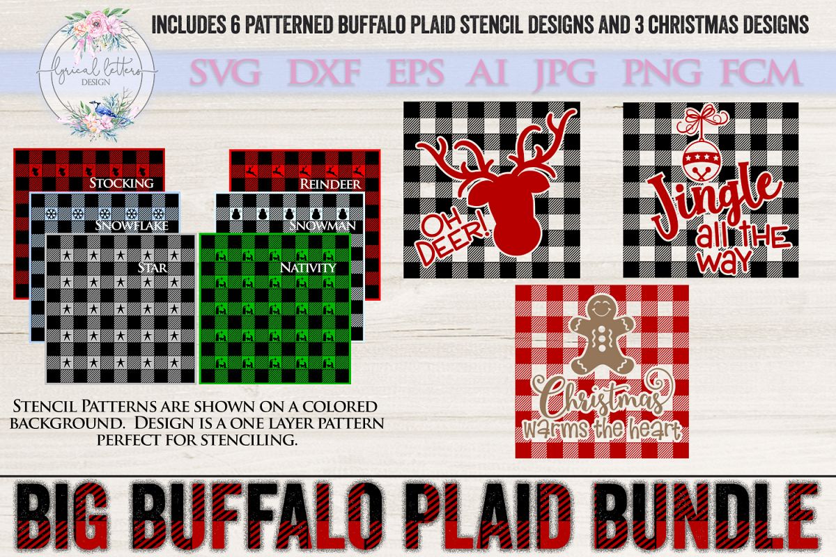 The Big Buffalo Plaid Christmas Bundle SVG DXF FCM example image 1