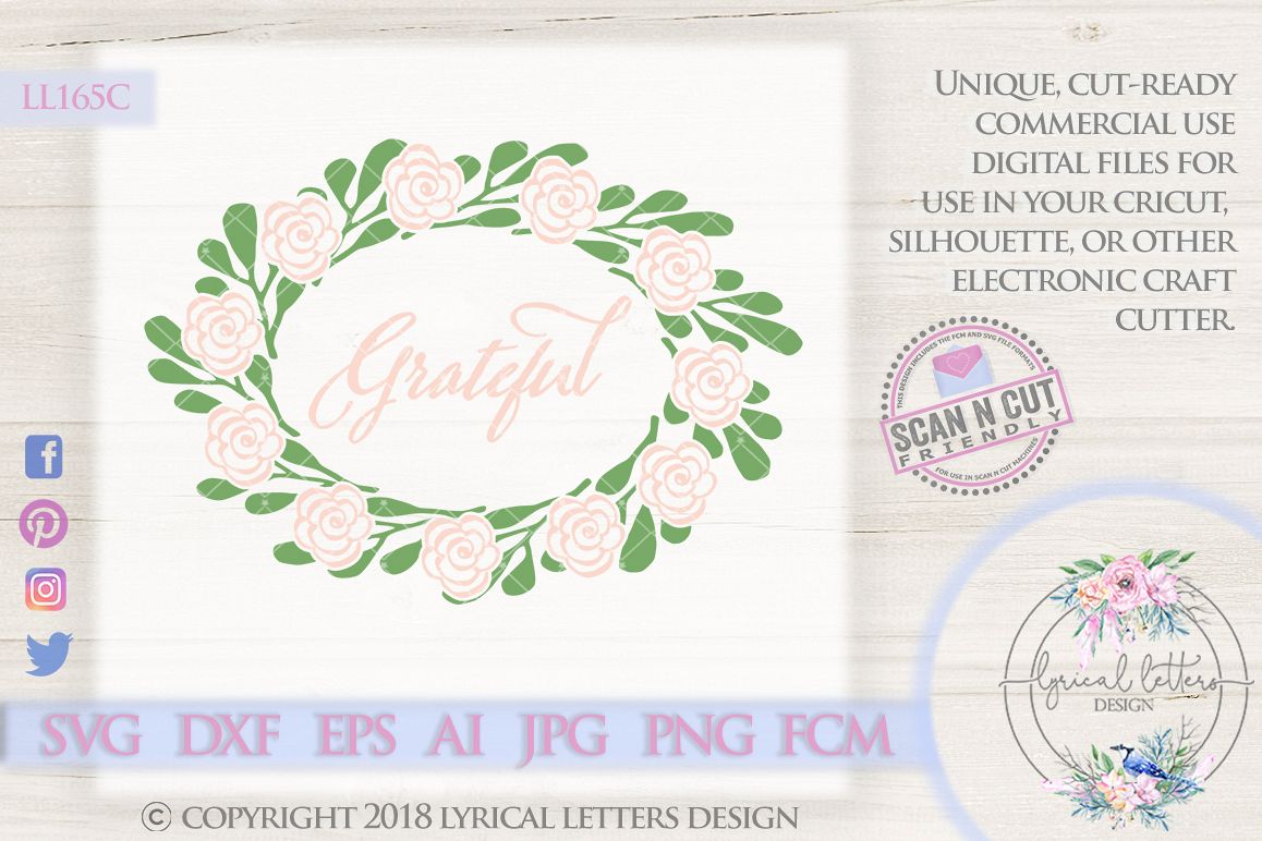 Grateful Farmhouse Wreath SVG Cut File LL165C example image 1