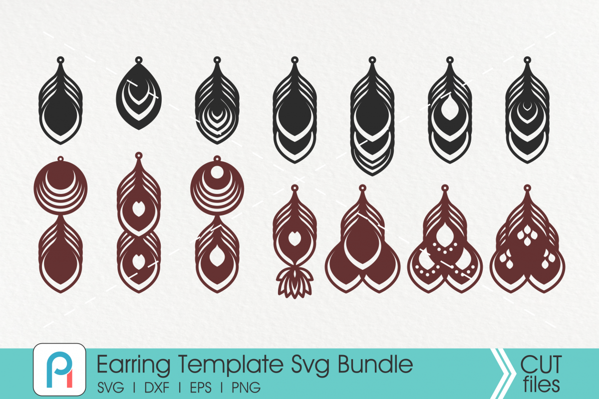 Earrings Svg, Earrings Template Svg, Leather Earrings Svg example image 1