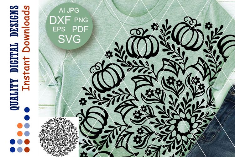 Thanksgiving Mandala Pumpkin clipart SVG files for Cricut example image 1