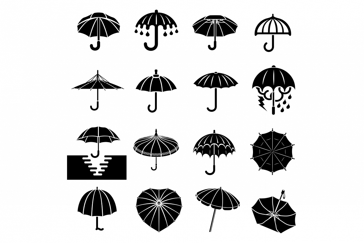 Umbrella icons set, simple style example image 1