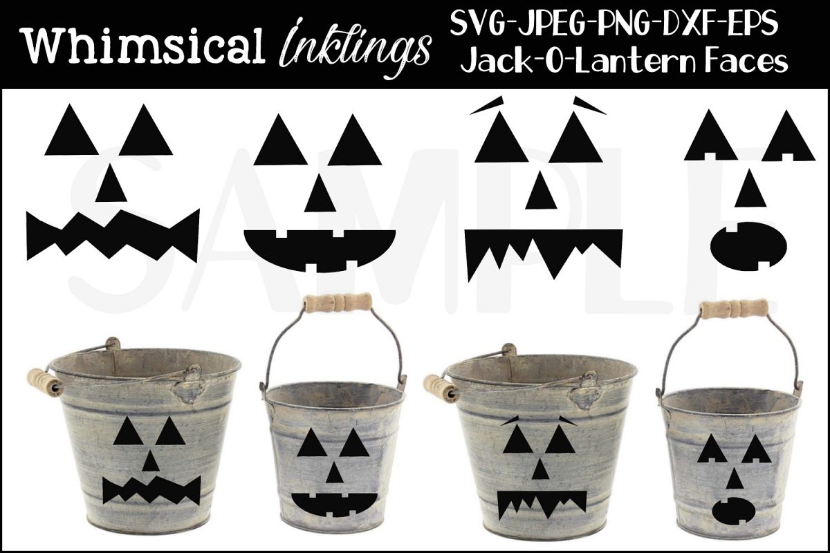 Jack O Lantern Faces SVG Set example image 1