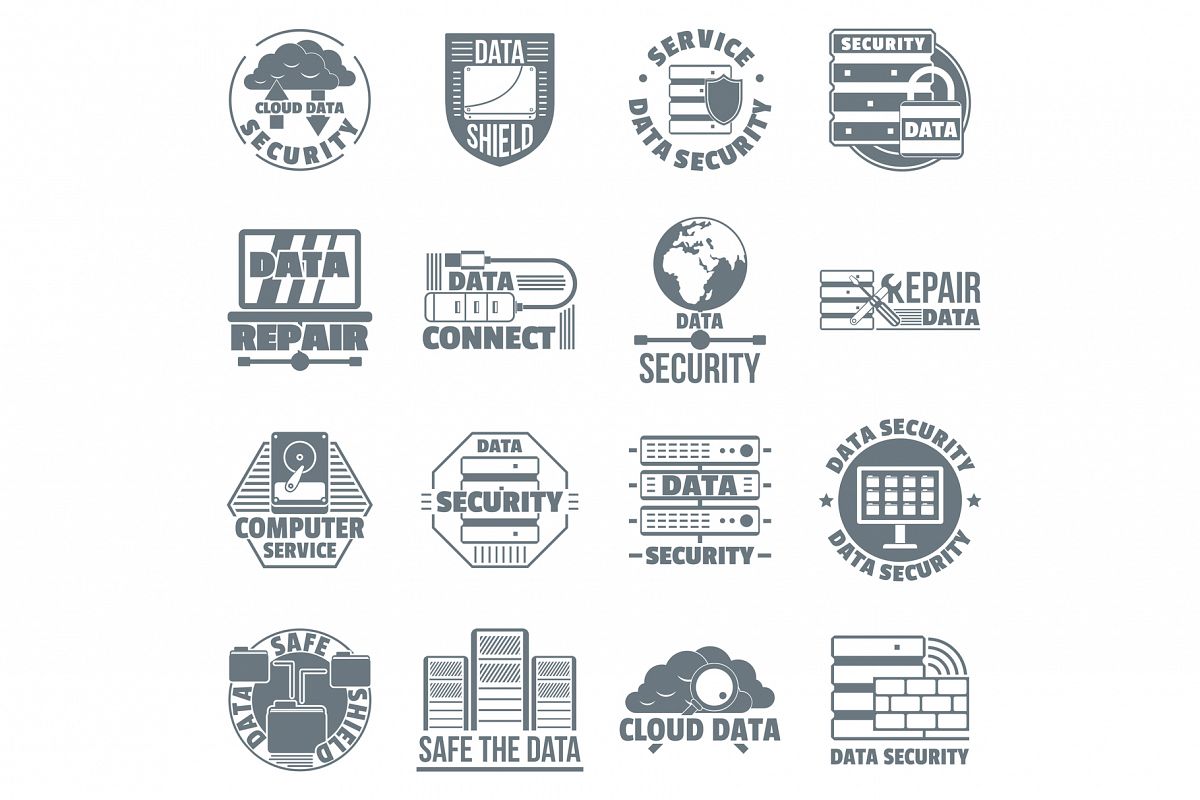 Database security logo icons set, simple style example image 1