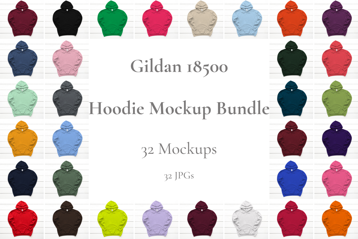 Hoodie Mockup Bundle Gildan 18500 Basic hoodie mockups example image 1