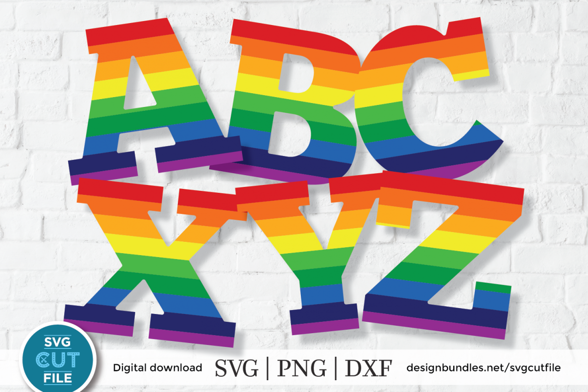 Gay Pride Svg Rainbow Letters Svg Rainbow Alphabet Svg Dxf 0538