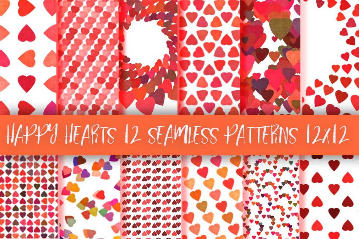 Happy hearts patterns collection example image 1