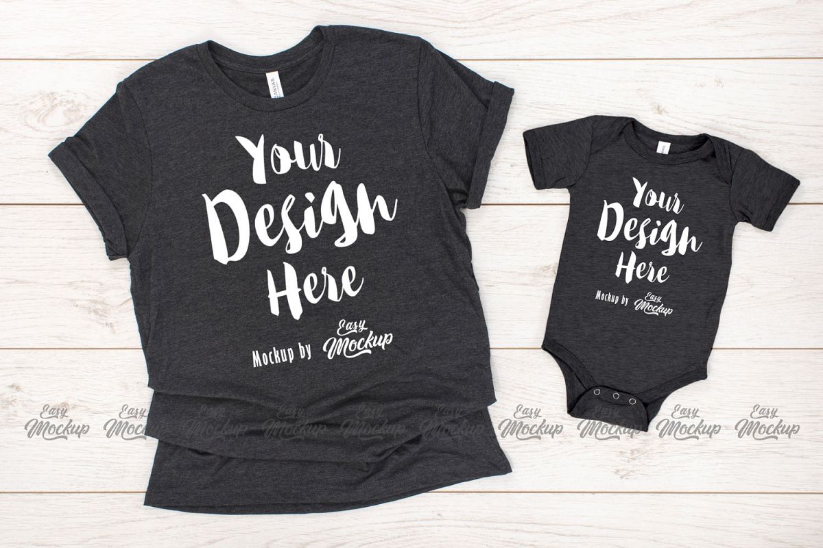 Dark Grey Heather Bella Canvas 3001 100b MockUp example image 1