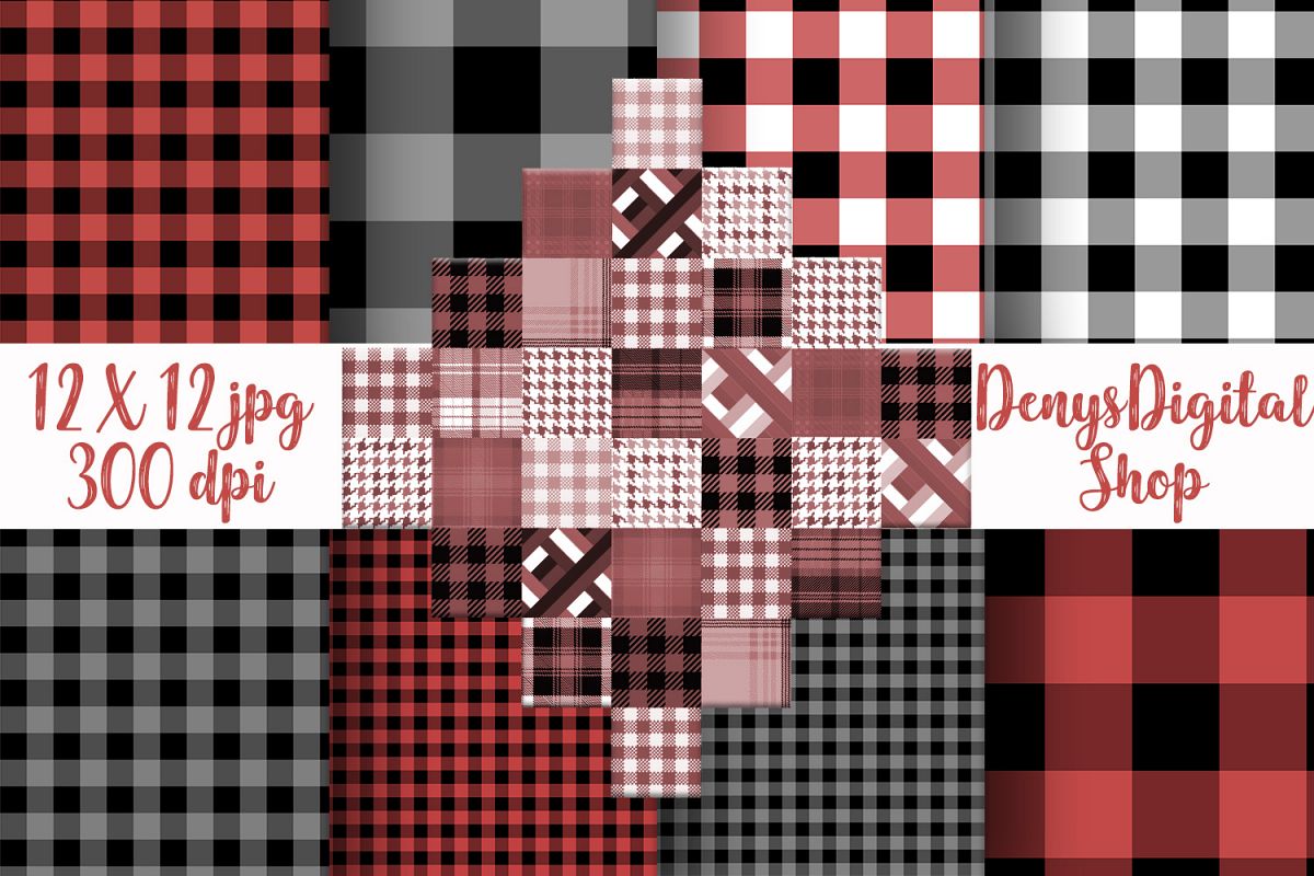 Buffalo Plaid, Buffalo Plaid Set, Check Textures,SALE, 50OFF example image 1