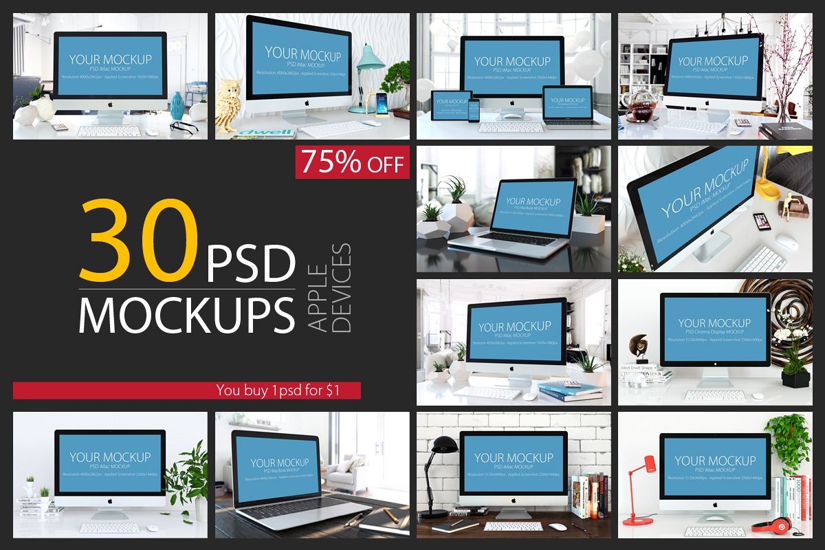 30 PSD Mock-ups Apple Devices example image 1