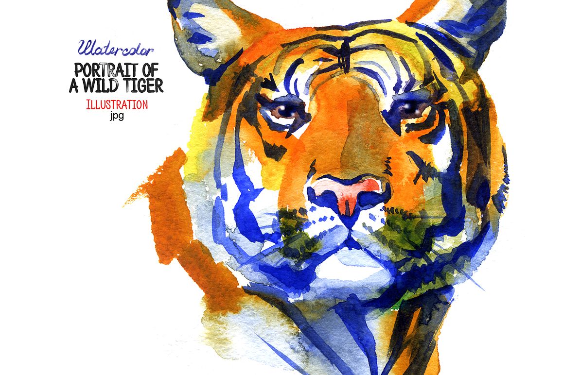 Watercolor tiger example image 1
