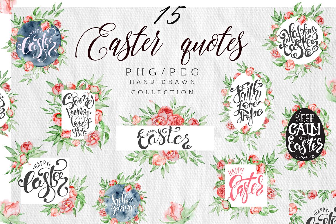 Easter quotes Floral watercolor lettering example image 1
