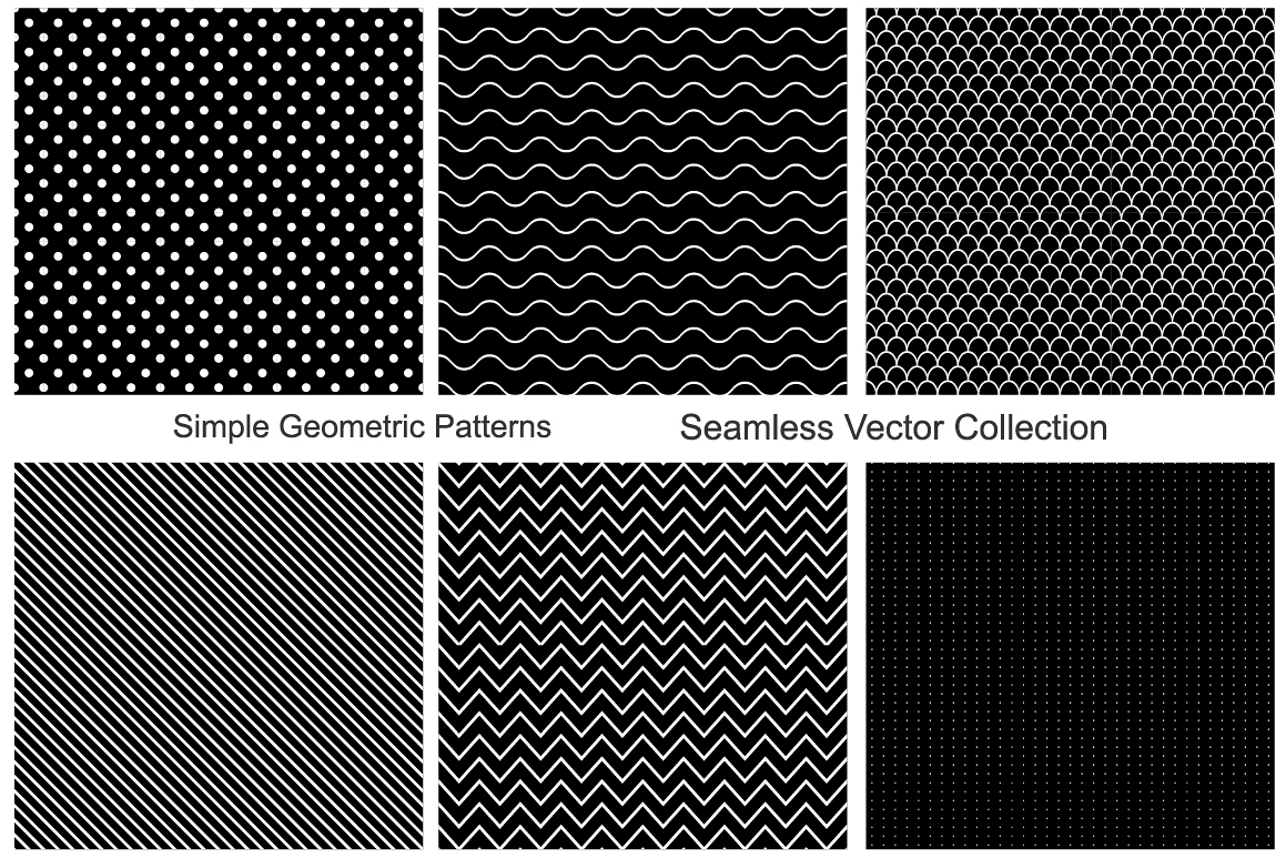 Collection of seamless patterns. B&W example image 1
