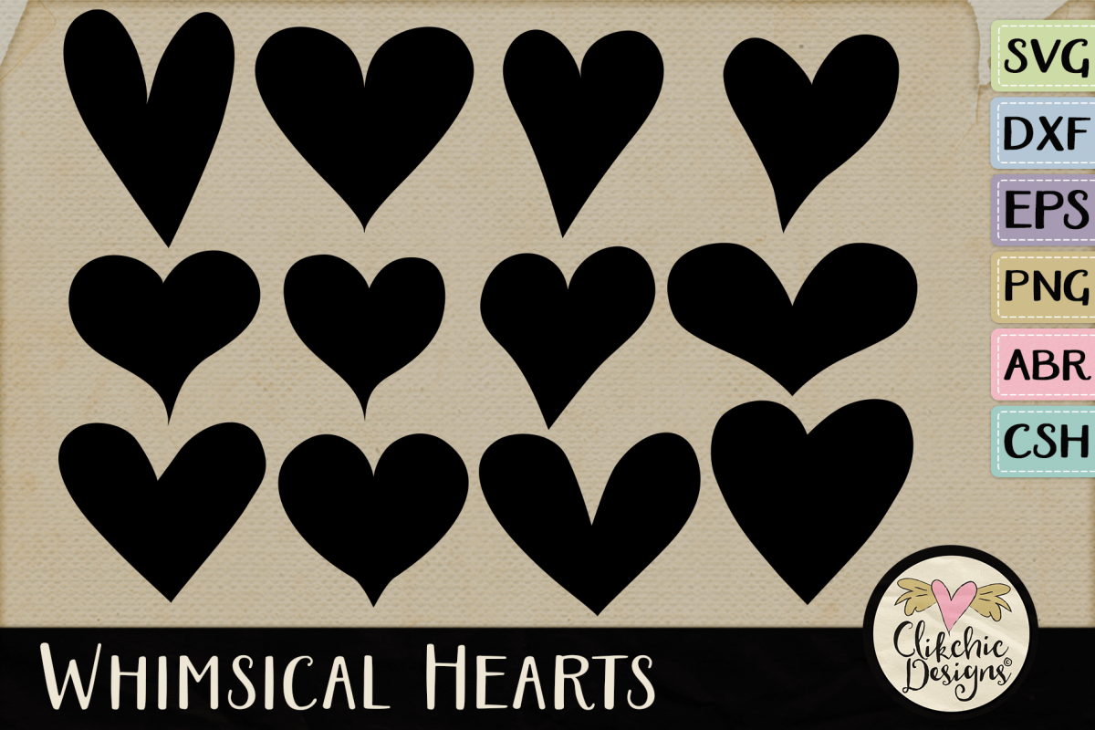 Hearts SVG & DXF Cutting files, Shapes, Photoshop Brushes example image 1