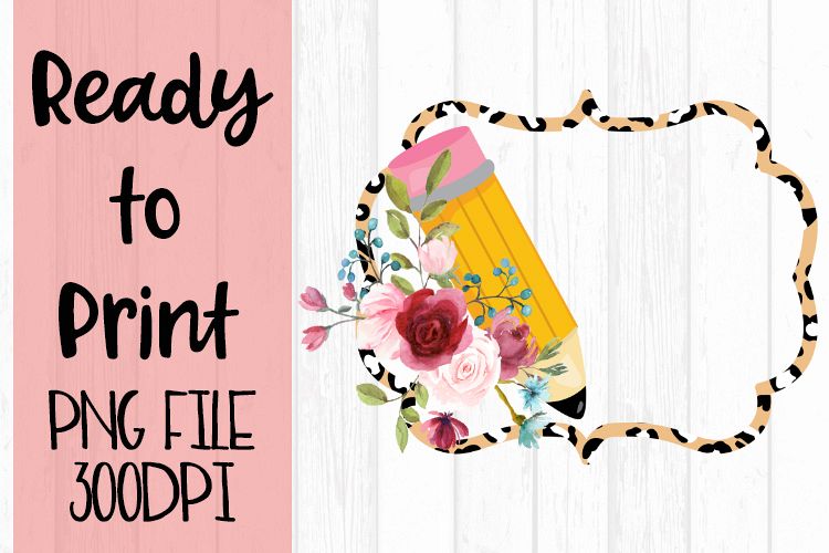 Monogram Leopard Frame Pencil Ready to Print example image 1