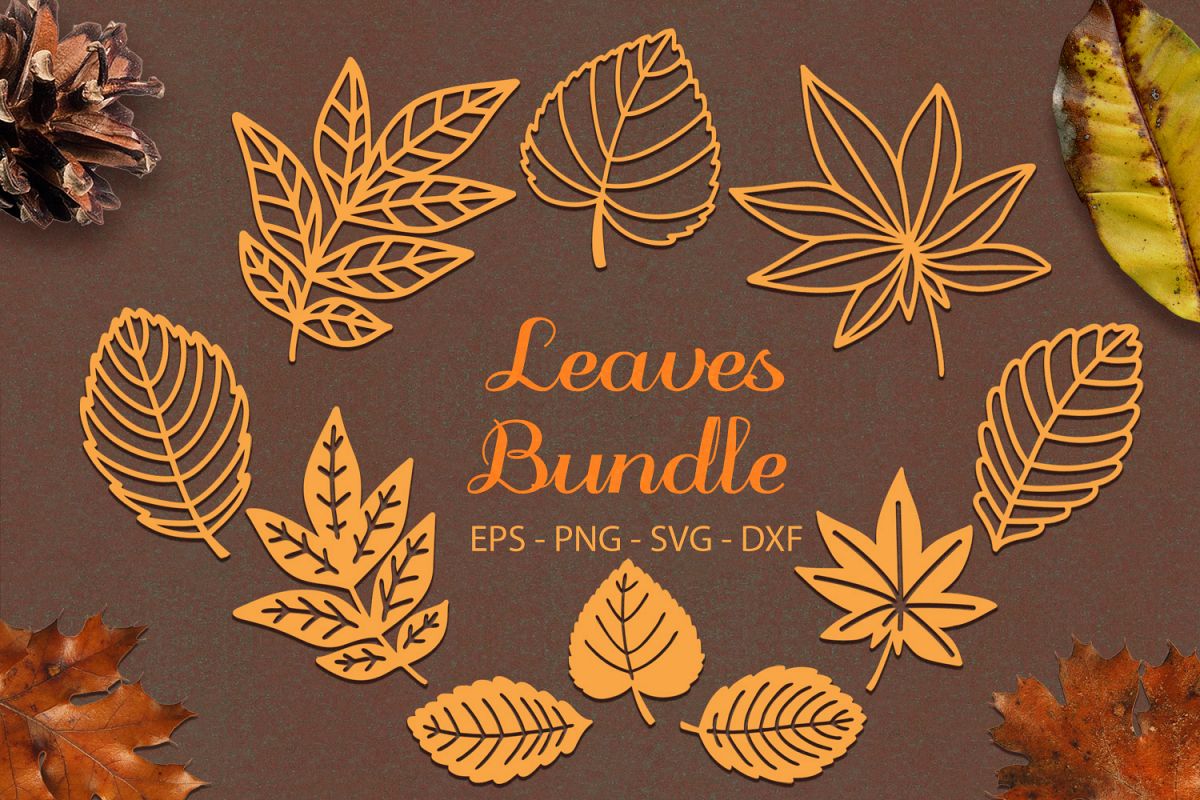 Autumn Leaves Bundle svg png dxf eps - Autumn Leaf Paper Cut example image 1