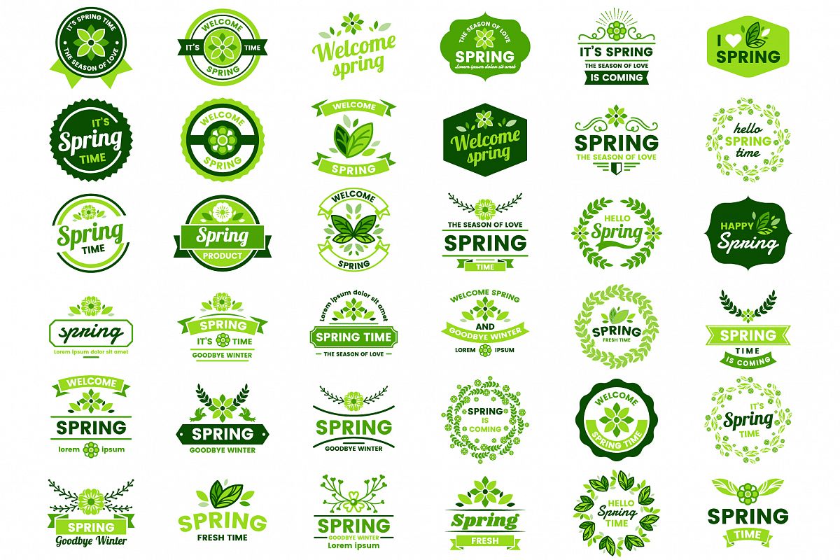 Spring Badge & Objects Vector Set example image 1
