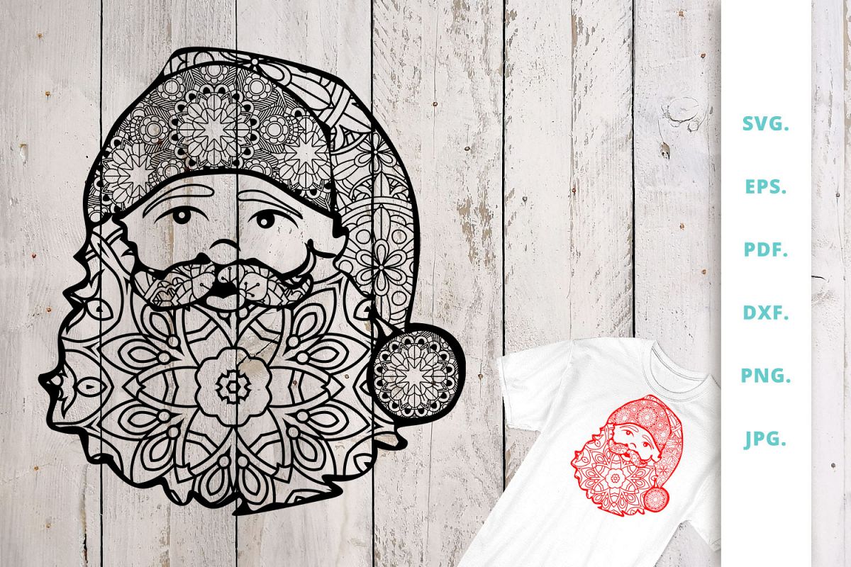 Santa Claus Zentangle SVG | DXF example image 1