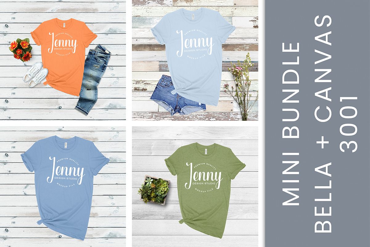 Bella Canvas 3001 Mockup Bundle, Knotted Tshirt Mockup example image 1