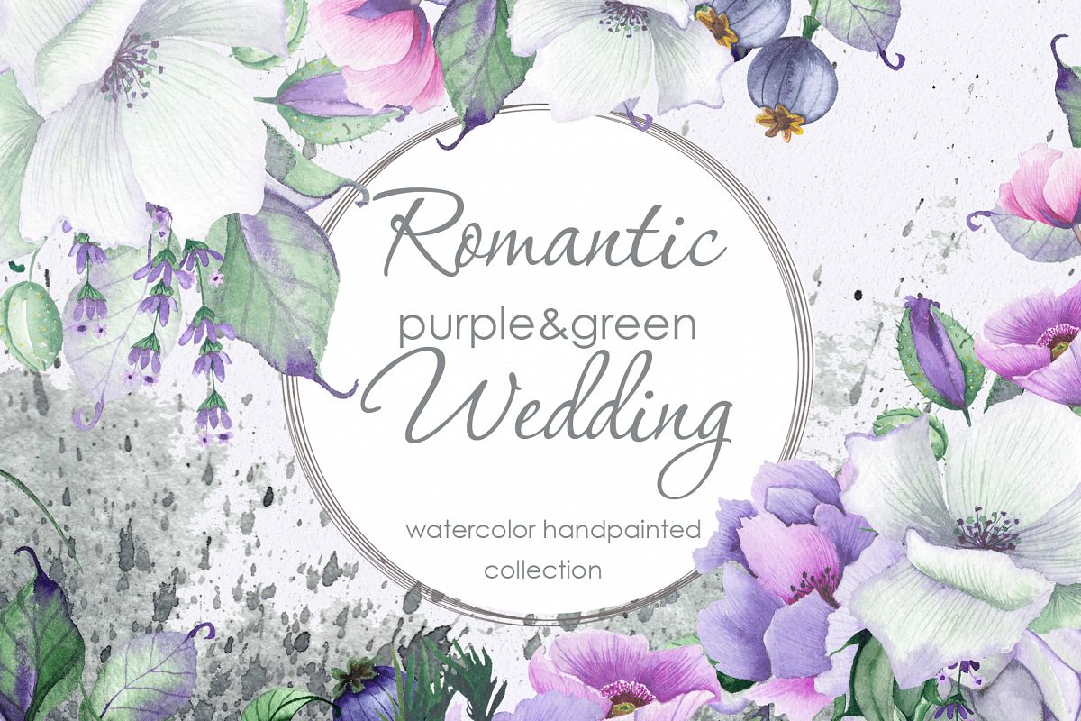 Floral purple green wedding collection example image 1