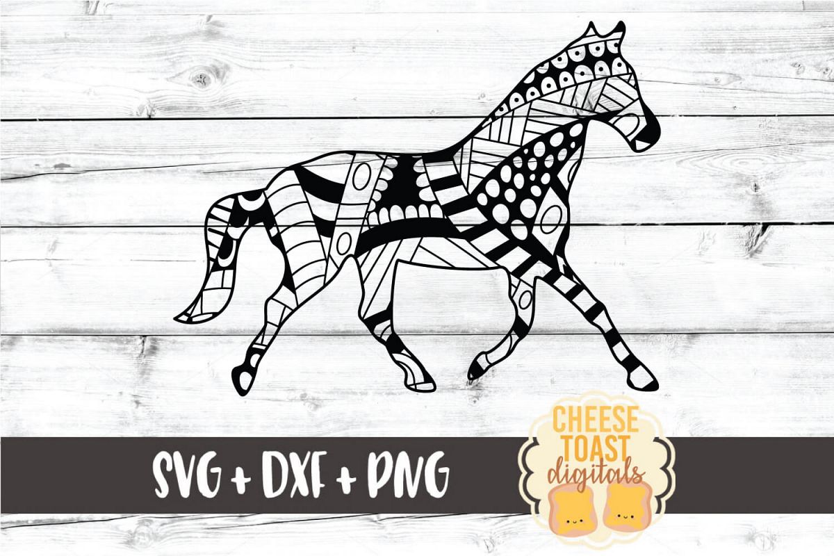 Horse - Zen Doodle Art - Animal SVG PNG DXF Files example image 1